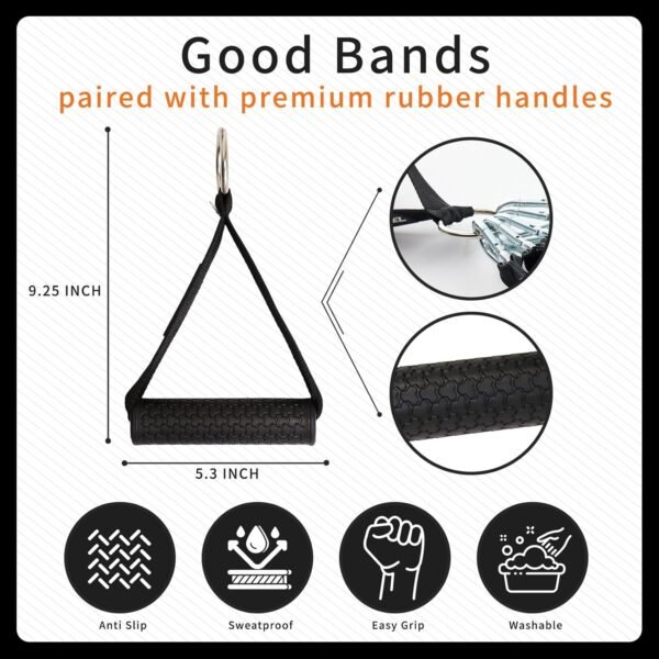 Resistance Bands with Handles, Single Resistance Bands, Exercise Bands with Handles, for Resistance Training, Physical Therapy, Home Workouts, Fitness, Pilates - Image 4