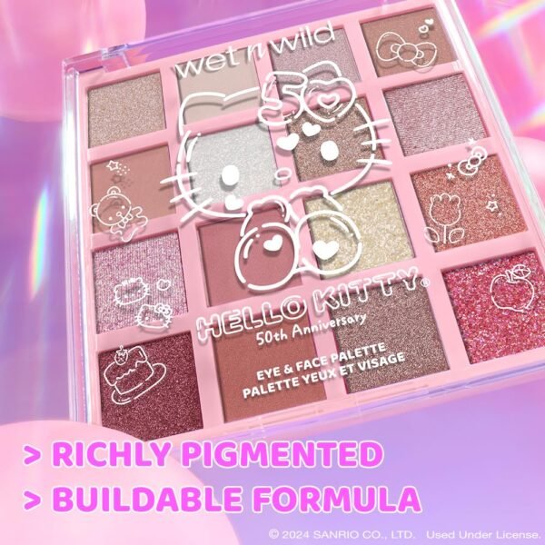 wet n wild Hello Kitty Eye & Face Palette, 2 Bold Richly Pigmented Palettes, Multi-Functional Buildable and Blendable Formula, Cruelty-Free & Vegan - Be Kind - Image 3