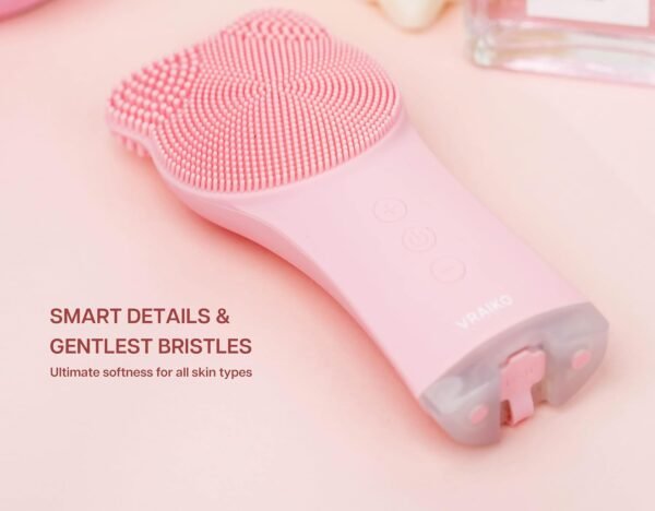 MIA Facial Cleansing Brush, Waterproof Rechargeable Face Cleansing Brush, with Soft Silicone and Adjustable Sonic Vibration, for Deep Cleansing Gentle Exfoliating and Massaging (Pink) - Image 8