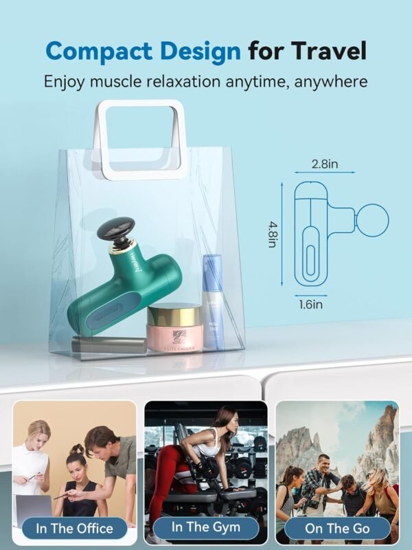 Super Mini Massage Gun, Percussion Deep Tissues Muscle Massager, Compact Sports Travel Massage Gun, Portable Handheld Massager for Office Gifts for Her, Home, Athletes - Image 6