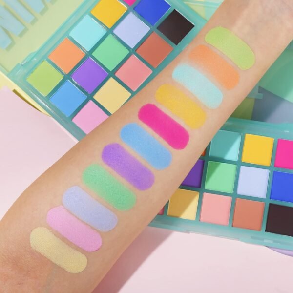 UCANBE Colorful Matte Makeup Eyeshadow Palette, 15 Shades Vibrant MACARON Pastel Eye Shadow Pallet, High Pigmented Blendable Rainbow Make Up Plattet Kit - Mint Candy - Image 6