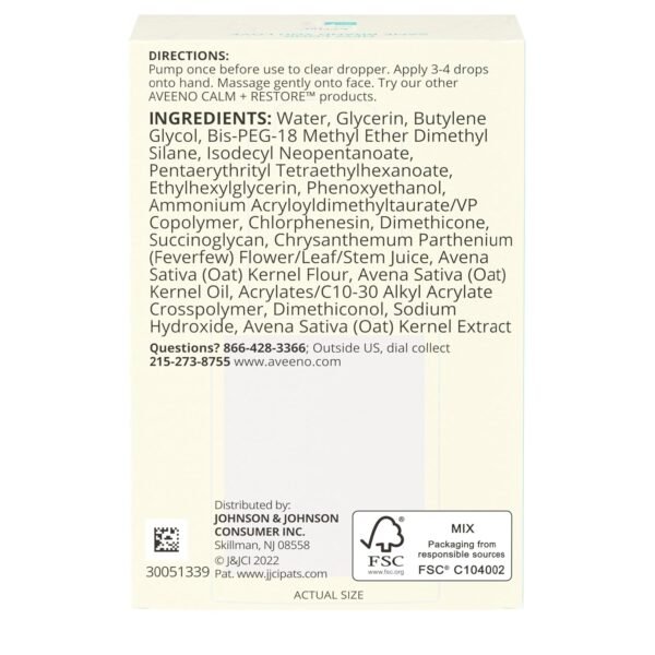 Aveeno Calm + Restore Triple Oat Hydrating Face Serum for Sensitive Skin, Gentle, Lightweight Facial Serum Instantly Smooths Skin, Fast-Absorbing, Hypoallergenic & Fragrance-Free, 1 fl. oz - Image 9