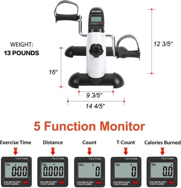 Under Desk Bike Pedal Exerciser Portable Home Exercise Bike Pedal Exerciser Foot Peddler Portable Therapy Bicycle Leg Peddler Portable Mini Cycle Bike for Hands Arm Trainer - Image 5