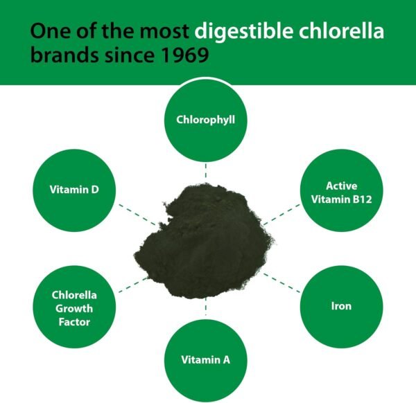 Sun Chlorella Powder Green Algae Superfood Supplement Supports Whole Body Wellness Immune Defense, Gut Health & Natural Energy Boost - Chlorophyll, B12, Protein, Non-GMO - 30 Packets - Image 4