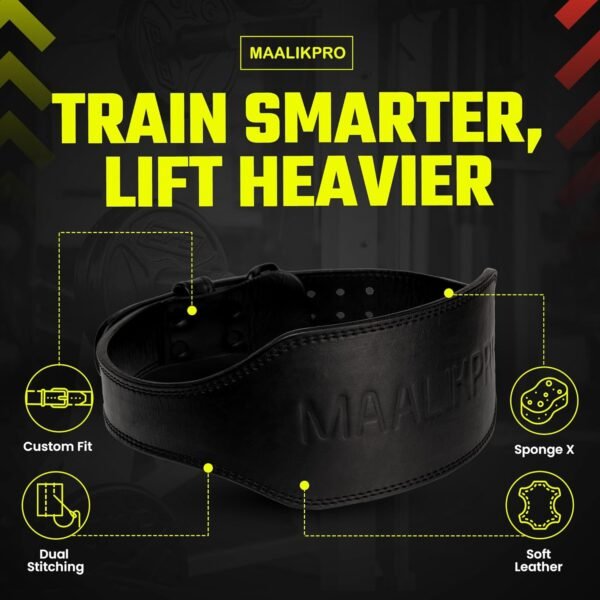 Weight Lifting Leather Belt with Adjustable Buckle, Gym, Workout & Weight Training - Weightlifting Belts for Men and Women - Image 3