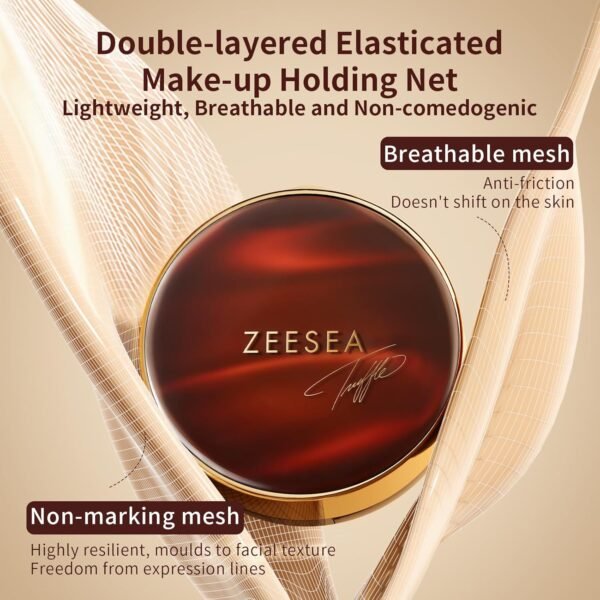 zeesea 2 in 1 Black Truffle Cushion Foundation,Makeup Double Layer Cushion BB Cream &Setting Powder for Oil Control,Tinted Moisturizer,Long-lasting, Natural, 0.32 + 0.18oz (9g + 6g) - Image 6