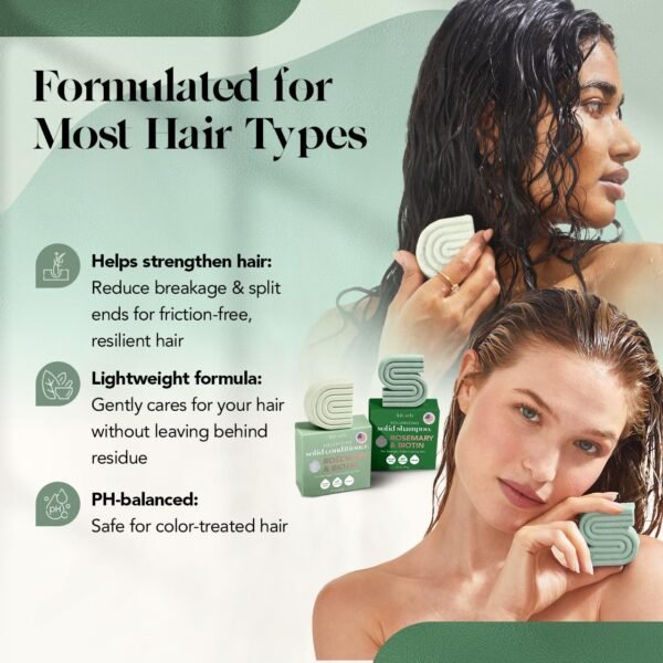 Kitsch Rosemary & Biotin Shampoo and Conditioner Bar Set for Thinning Hair - Volume Shampoo & Conditioner Bar for Men and Women, Hair Thickening & Regrowth Combo, Paraben Free, Made in USA - 2pcs - Image 9