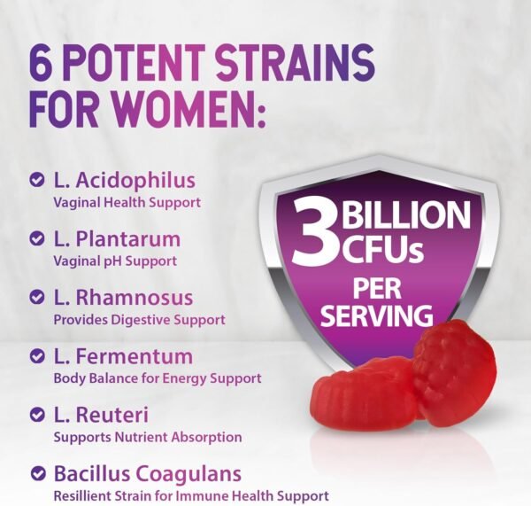 Menopause Probiotic for Women Gummy with Cranberry, 3 Billion CFU Natural Menopause Relief for Mild Hot Flashes & Night Sweats, PH, Vaginal Health, Immune Support, Probiotic Supplement - 60 Gummies - Image 4