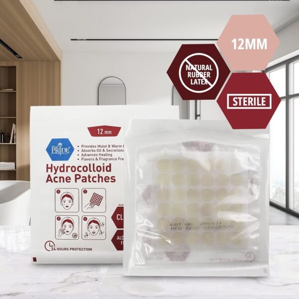 MED PRIDE Hydrocolloid Dressing Acne Pimple Patches 72 Pack – Clear 12mm Overnight Spot Patches – Sterile, Alcohol-Free Stickers Reduce Pus, Oil & Swelling - Image 6