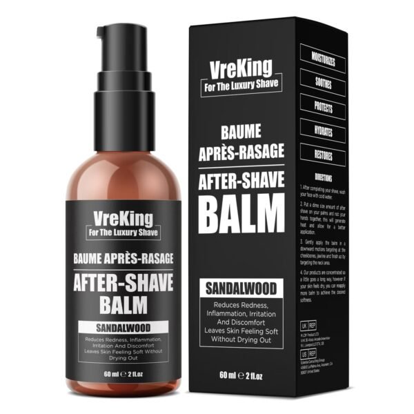 After Shave Balm For Men, Natural Aftershave Lotion For Men Sensitive Skin, Post Shave Balm, After Shave Cream Lotion Calms, Soothes, Treats Redness, Razor Burn, Irritations, Sandalwood, 60ml - Image 2
