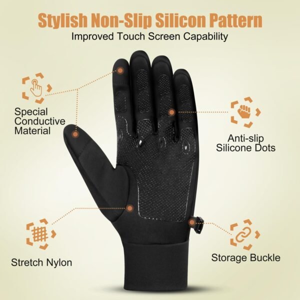 ihuan Thin Winter Running Gloves for Women Men, Sensitive Touchscreen Fingers for Cold Weather, Windproof Thermal Material for Working and Outdoor Sports, Soccer Cycling Camping Hiking Driving. - Image 4