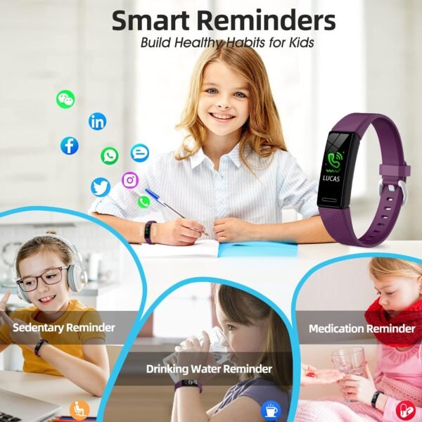 Fitness Tracker Watch for Kids, IP68 Waterproof Activity Tracker,Sleep Tracking, 11 Sport Modes Calorie Step Counter with Alarm Clock and Reminder, Great Gift for Boys Girls Teens - Image 7