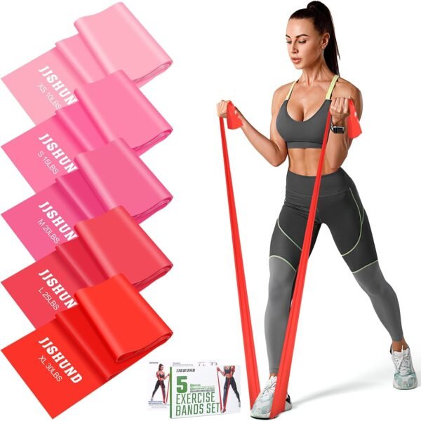 Resistance Bands Set, 5 Pcs Exercise Bands Elastic Stretch Bands for Yoga Pilates Fitness Stretching Strength Training, Workout Bands for Home Gym - Image 2