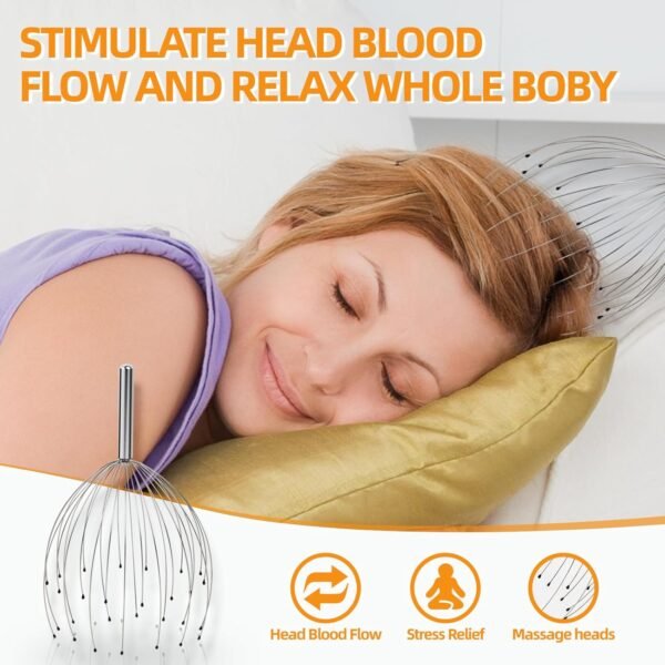 YEZY Head Massager 28 Fingers Head Scratcher Scalp Massager, Back Scratcher, Back Massager, Stocking Stuffers for Head Massage Back Massage (Silvery) - Image 4