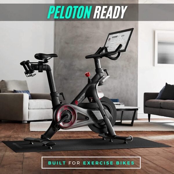 Powr Labs Sweat Proof Exercise Bike Mat, Stationary Bike Mat, Indoor Bike Mat, Exercise Bike Mats, Bike Mat Indoor Cycling, Exercise Bike Mat for Carpet Works with Peloton Bike Mat Wahoo Kickr - Image 3