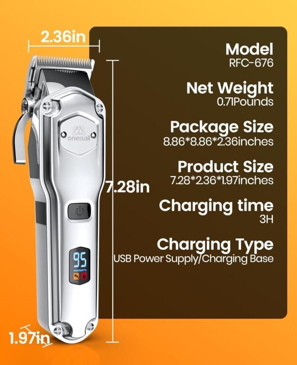 oneisall Dog Clippers for Grooming Professional,Cordless/Rechargeable Dog Grooming Kit with Detachable Metal Combs, Low Noise Heavy-Duty Dog Clippers for Thick/Curly/Fine/Wavy Hair - Image 9
