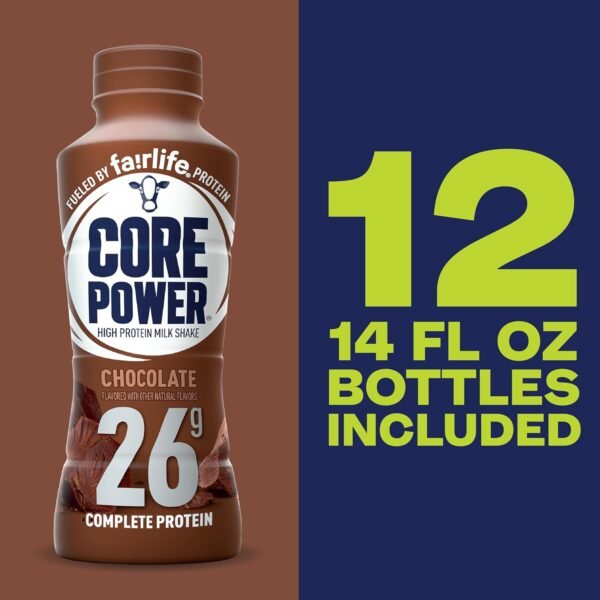 Core Power Protein Shake, Chocolate, 26g Bottle, 14oz, 12 Pack - Image 5
