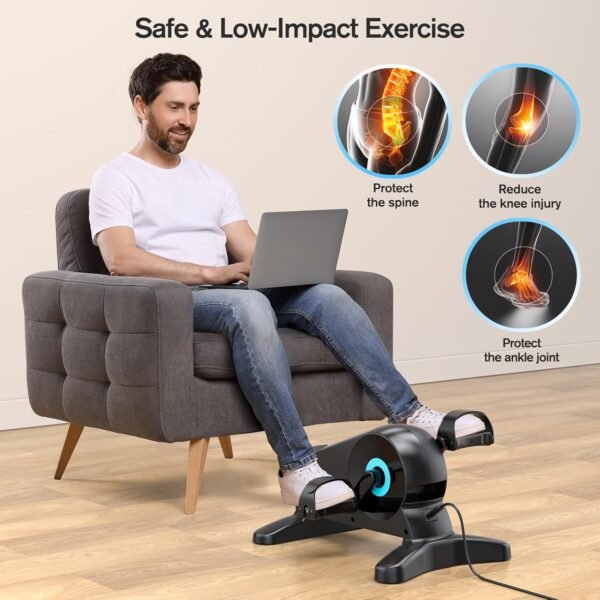Motorized Under Desk Bike Pedal Exerciser, LUBBYGIM Electric Mini Exercise Bike for Seniors Rehab Training, Arm/Leg Fitness & Physical Therapy, 12 Adjustable Speed & ‎2025 Upgraded Version - Image 5