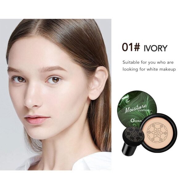 Mushroom Head Air Cushion CC Cream, Moisturizing Concealer Makeup Base, Even Skin Tone, Brighten, Waterproof Long Lasting Matte Oil Control Air Cushion CC Cream Foundation (Ivory) - Image 3