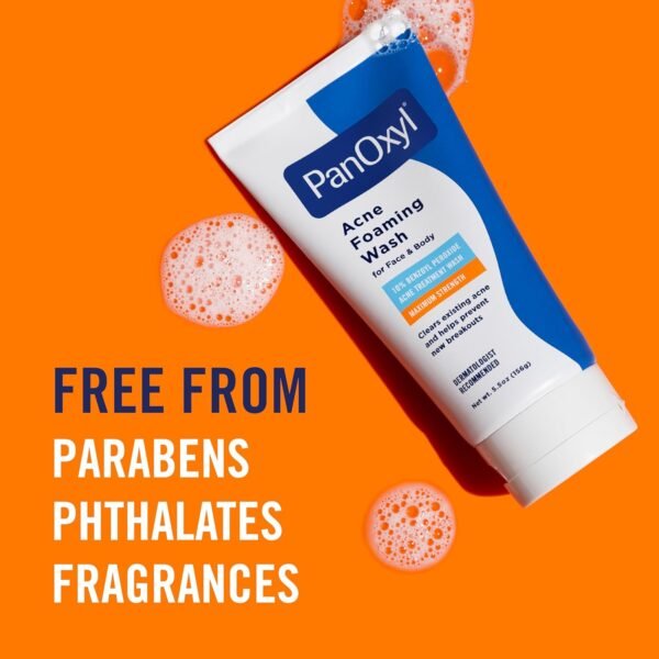 PanOxyl Acne Foaming Wash Benzoyl Peroxide 10% Maximum Strength Antimicrobial, 5.5 Oz - Image 8
