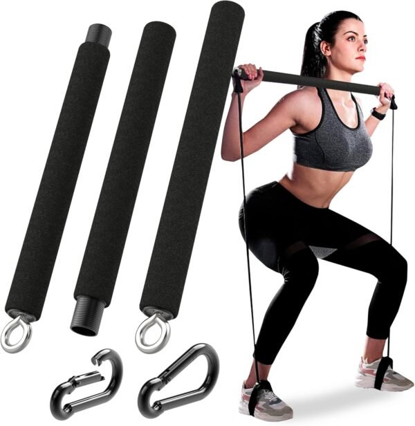 Portable Resistance Band Bar - Steel Resistance Bar for Resistance Bands - Resistance Bar for Working Out - Dual Cable Machine Bar - Straight Bar Cable Attachment - Adjustable from 38" to 26" - Image 3