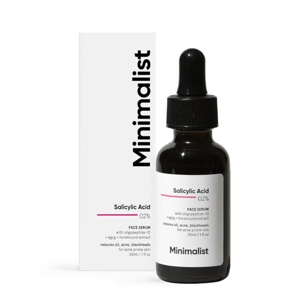 Minimalist 2% Salicylic Acid Serum For Acne, Blackhead & Open Pores | Reduces Excess Oil & Bumpy Texture | BHA Liquid Exfoliant for Acne Prone & Oily Skin | For Women & Men | 1 Fl Oz/30ml - Image 2