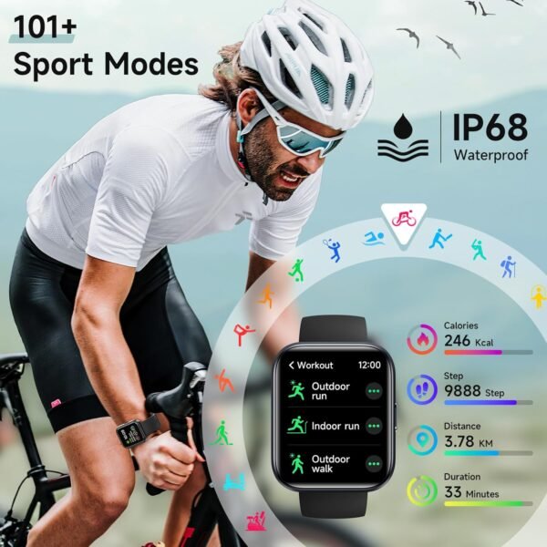 Gydom Smart Watches for Men Women Android & iPhone, 1.8'' Alexa Built-in Smartwatch with Bluetooth Calls, Heart Rate/Sleep/SpO2 Monitor, IP68 Waterproof Activity Fitness Tracker with 110+ Sports Modes - Image 5