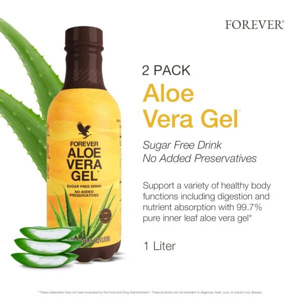 Forever Living - Forever Aloe Vera Gel - 99.7% Pure Inner Leaf Aloe Vera Juice - Preservative-Free - 33.8 fl oz (Pack of 2) - Image 3