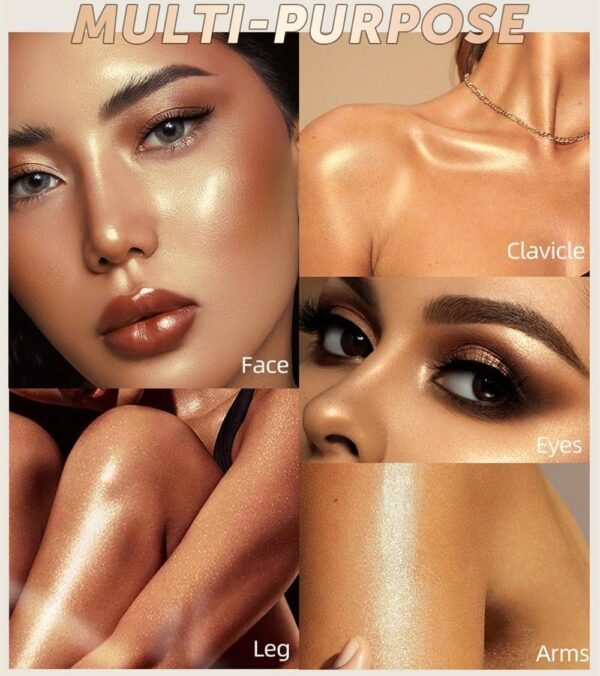 URQT Highly Pigmented Liquid Contour - Built-in Sponge Tip Sculpted Complexion Wand Contour Long Lasting Natural Buildable Highlighters Contour Contouring Bronzer (Contour+Blush+Highlighter) - Image 9