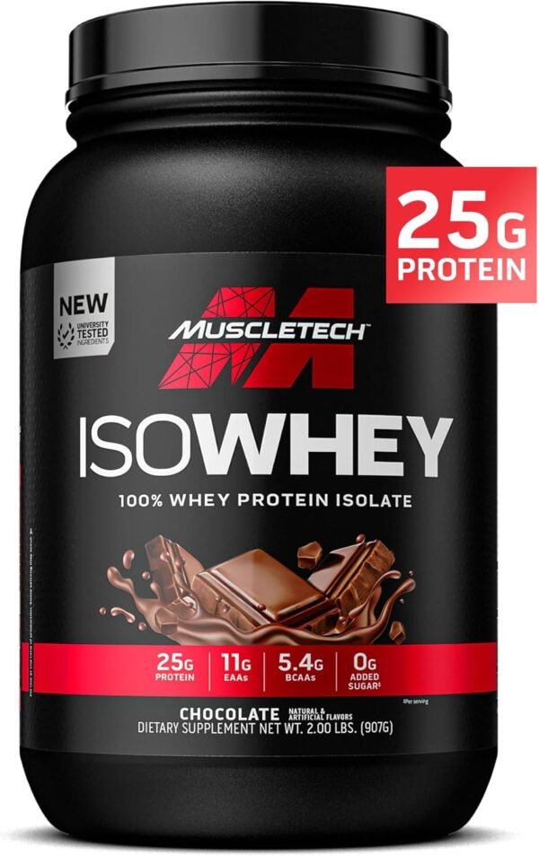 MuscleTech | IsoWhey | Whey Protein Isolate Powder| Muscle Builder for Men & Women | Post Workout Recovery Supplement | Chocolate | 2 lbs | 29 Servings - Image 2