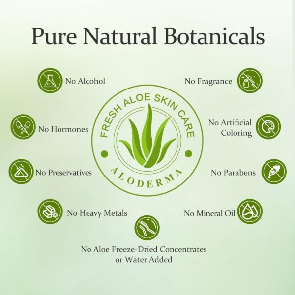 Aloderma Organic Aloe Vera Gel for Face & Body, 96% Pure Aloe Gel Made within 12 Hours of Harvest, Ideal for Skin, Scalp, & Hair Hydration, Calming Moisturizer for Soothing After Sun Care Relief, 7oz - Image 7
