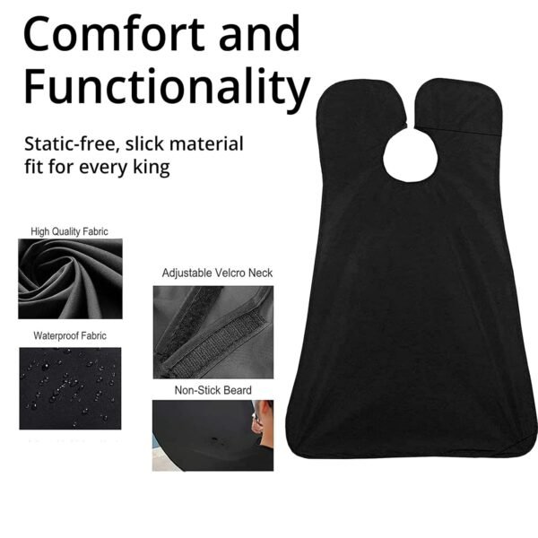 Beard Bib Apron, Mens Beard Hair Catcher for Shaving and Trimming, Non-Stick Beard Shave Cape, Grooming Accessories Tools & Gifts for Husband or Dad - Image 3