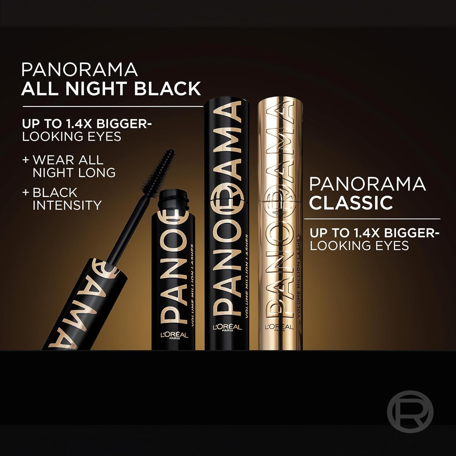 L'Oreal Paris Voluminous Panorama Mascara, Volumizing and Lengthening Formula, Longwear, Smudge-Resistant and Washable, All Night Black Mascara, 0.33 Fl Oz - Image 5