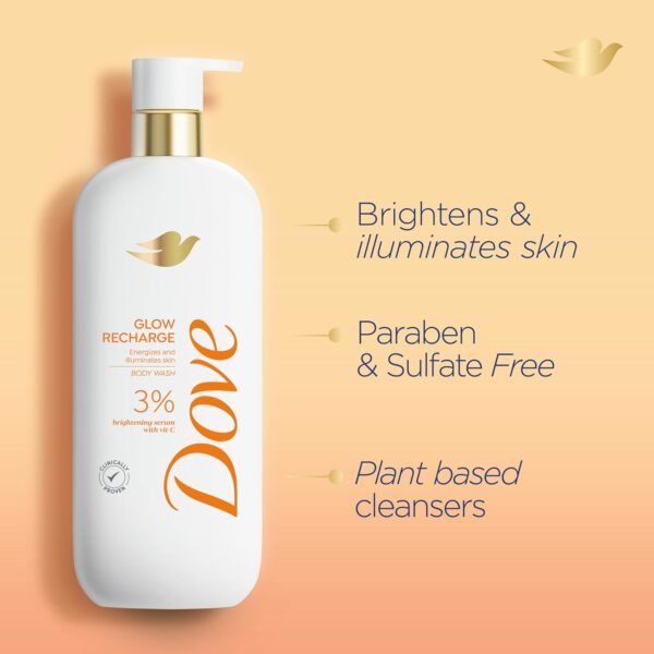 Dove Exfoliating Body Wash Glow Recharge Energizes & illuminates skin 3% brightening serum with vitamin C 18.5 oz - Image 4