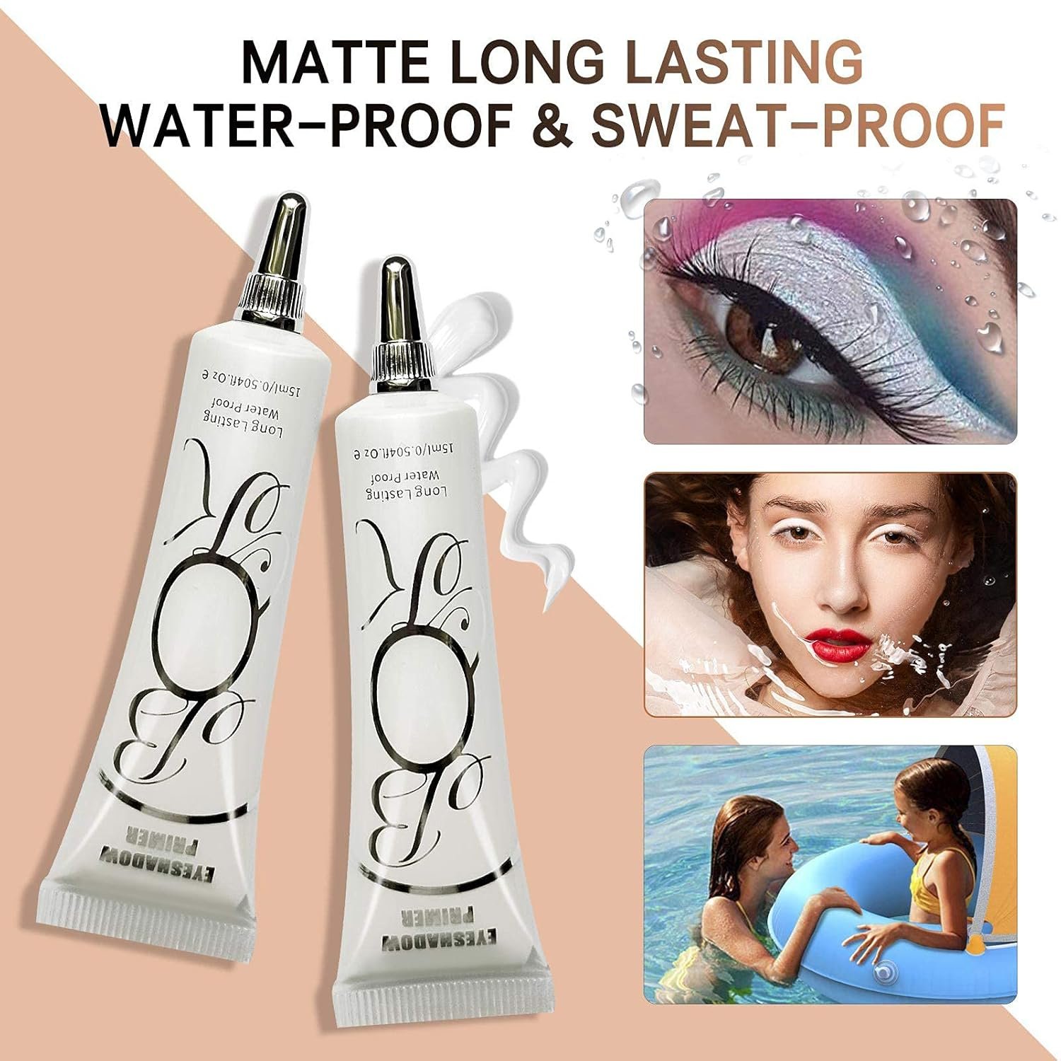 2 Pack Matte Eyeshadow Primer for Oily Lids White Eyeshadow No Crease Eye Primer Makeup Eyeshadow Base Waterproof & Smudge-proof & Long Lasting Cream Liquid Eye-shadow for All Shadows (Set A) - Image 7