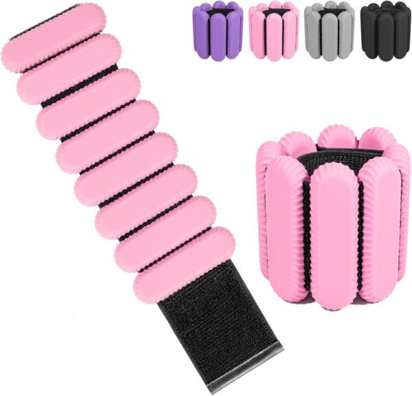Ankle Weights for Women Men kids, Adjustable Silicone Wrist Weighted Bracelet for Wearable Arm & Leg Weights Set for Walking, Yoga, Swimming, Cardio, Aerobics, Gym Set of 2 (1Lb Each) - Image 2