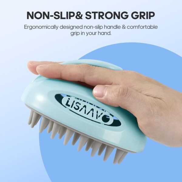 Hair Massager Scalp 3 in1 Scalp Scrubber Silicone Scalp Massager with Three Bristles-Soft, Medium and Hard Scalp Massager Brush For Men Women and Pets,Blue - Image 4