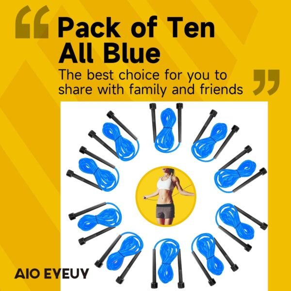 10 Pack Adjustable Jump Rope for Fitness and Exercise-PVC Skipping Rope for Men,Women and Kids-Tangle-Free for Keeping Fit, Training, Workout - Image 3