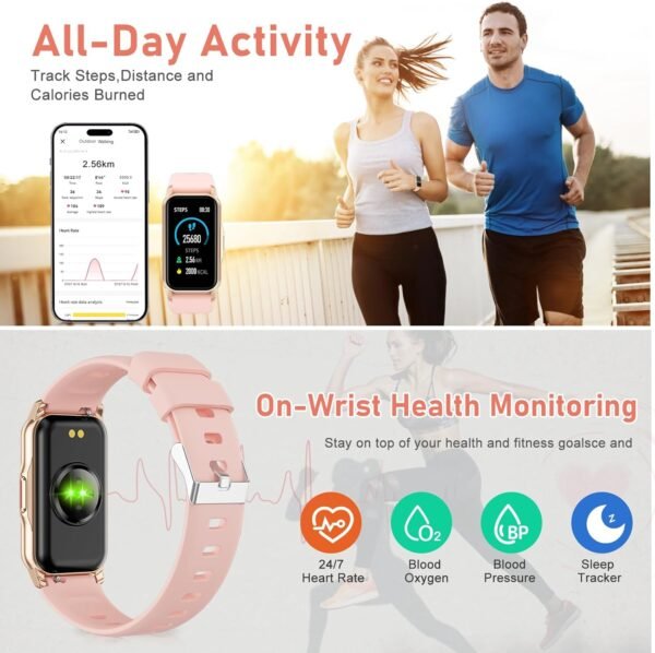 Fitness Tracker with Step Counter/Calories/Stopwatch, Activity Tracker, Health Tracker with Heart Rate Monitor, Sleep Tracker,1.47'' Touch Color Screen, Pedometer Watch for Women Men - Image 4