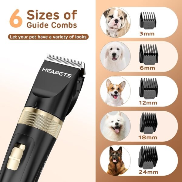 Dog Clippers for Grooming, Low Noise, Electric Quiet, Adjustable Clipper Comb, Rechargeable Cordless Dog Hair Clippers for Dogs Cats Pets, Black - Image 5