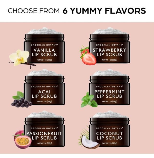 Brooklyn Botany Coconut Flavor Lip Scrub Exfoliator - 1 oz, Moisturizer for Dry & Chapped Lips - Image 7