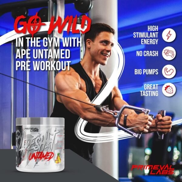 Primeval Labs Ape Untamed Pre Workout Energy Drink Powder | Max Support for Pumps & Focus | Nitric Oxide Production Preworkout Energy with L-Citrulline, Beta Alanine, Mango Pineapple 40 Servings - Image 6