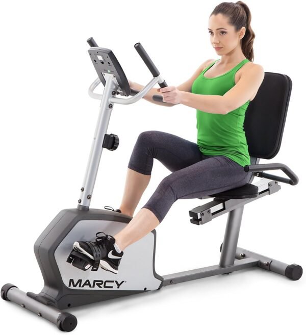 Marcy Recumbent Exercise Bike with Adjustable Seat and 8 Resistance Levels, 300 Pound Capacity NS-1201R - Image 2