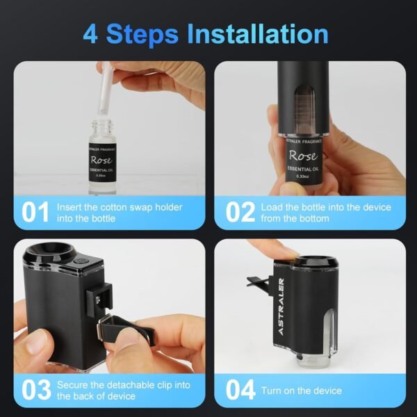 Smart Car Air Freshener with 3 Essential Oils, Car Fresheners Long Lasting, Rechargeable Car Aroma Diffuser and DIY Perfume Choose, Smart Auto On/Off(Black) - Image 8