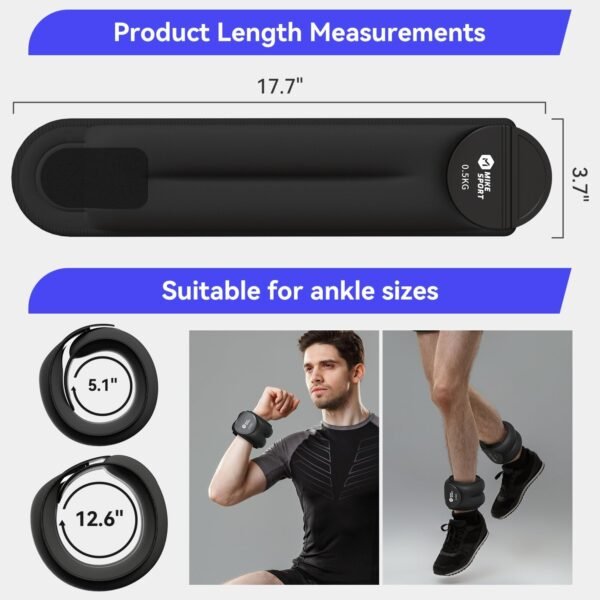 Ankle Weights,Strength Training Wrist and Ankle Weights Sets For Women Men 2lb 4lb 6lb 8lb Leg Arm Weights Straps for Fitness,Yoga,Running,Workout - Image 4