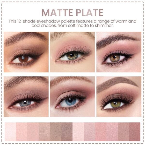 AMY'S DIARY 12-Color Light Pink Purple Eyeshadow Palette for Versatile Day-to-Night Looks – Blendable, Long-Lasting, and Highly Pigmented. Elevate Your Eye Makeup– Unleash Your Unique Style (08#) - Image 3
