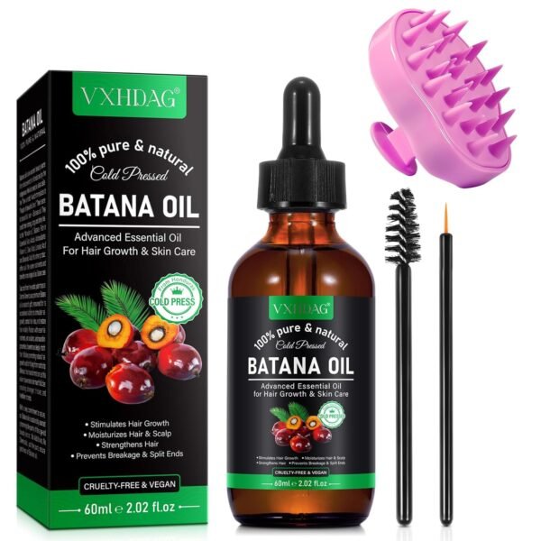 Batana Oil for Hair Growth and Nourishment - Scalp Massager Included, Honduras Pure & Natural Oil for Split Ends Elimination, Enhanced Hair and Skin Radiance, All Hair Types, 2.02 fl oz - Image 2