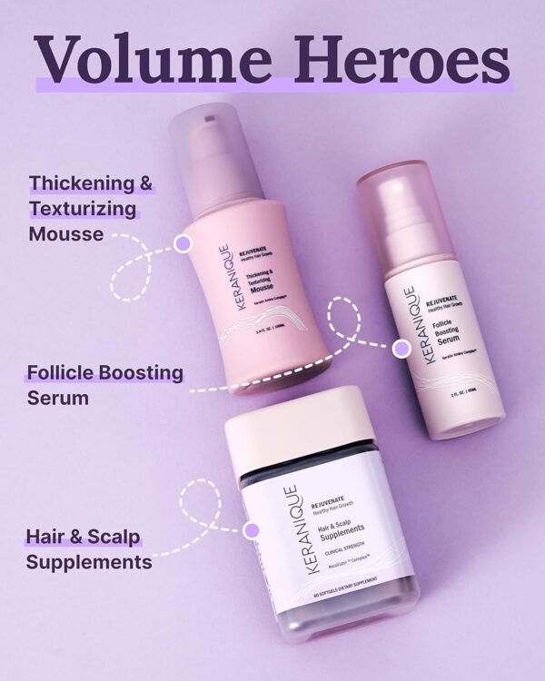 Keranique Volumizing Mousse for Women - Thickening and Styling Anti-Frizz Foam for Fine, Straight, Wavy, and Curly Hair - Image 8