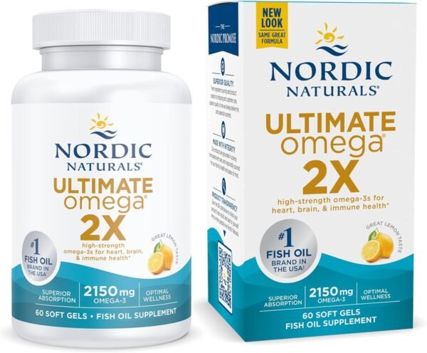 Nordic Naturals Ultimate Omega 2X, Lemon Flavor - 60 Soft Gels - 2150 mg Omega-3 - High-Potency Omega-3 Fish Oil with EPA & DHA - Promotes Brain & Heart Health - Non-GMO - 30 Servings - Image 2