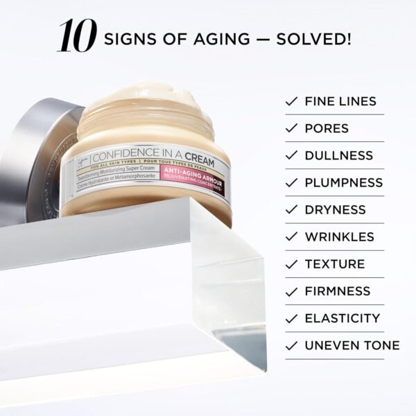 IT Cosmetics Confidence in a Cream Anti Aging Face Moisturizer – Visibly Reduces Fine Lines, Wrinkles & Signs of Aging Skin in 2 Weeks, 48HR Hydration with Hyaluronic Acid, Niacinamide - Image 6